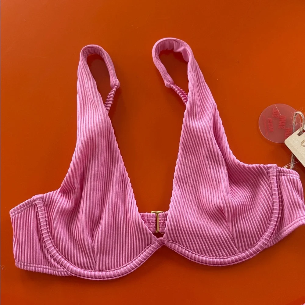 Cabana del sol Pink Ribbed Bikini Set xs nwt